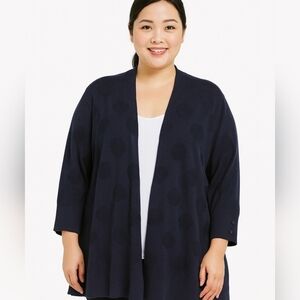 Evolution by Cyrus Open Navy  Polka Dot Illusion  Open Swing Cardigan 2X